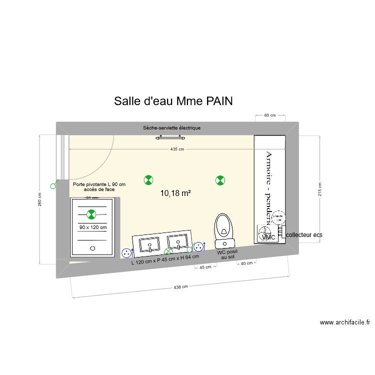 PAIN Nadine. Plan de 1 pièce et 10 m2