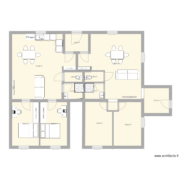 logement 2. Plan de 12 pièces et 122 m2