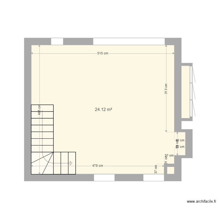 Vraie salle a manger - Plan 3 pièces 25 m2 dessiné par larochellelocation