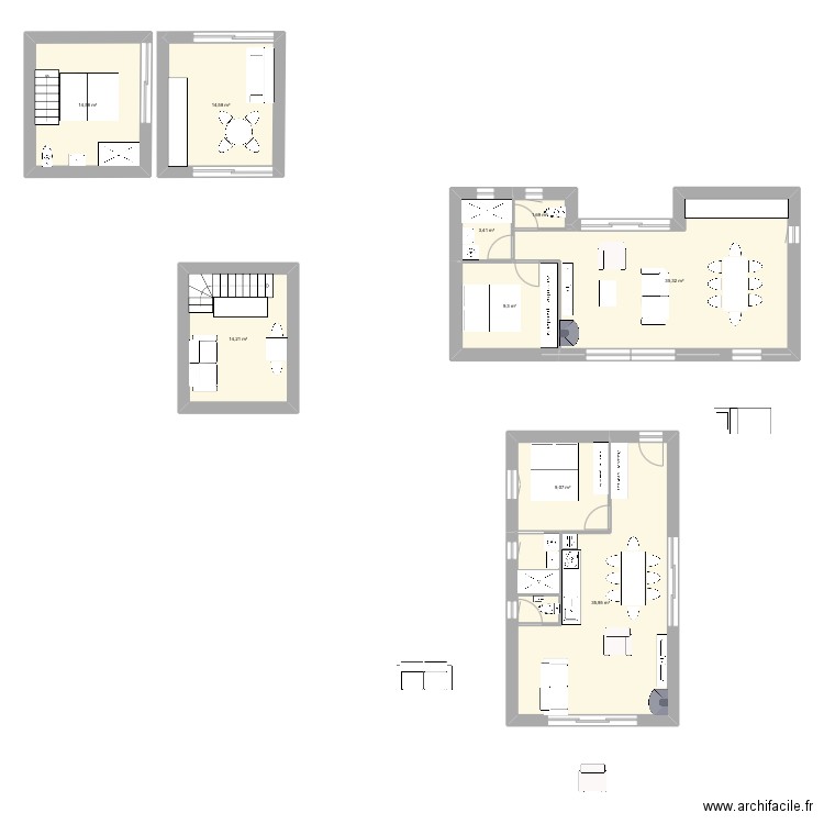 les plantiers 1 chambre. Plan de 9 pièces et 138 m2