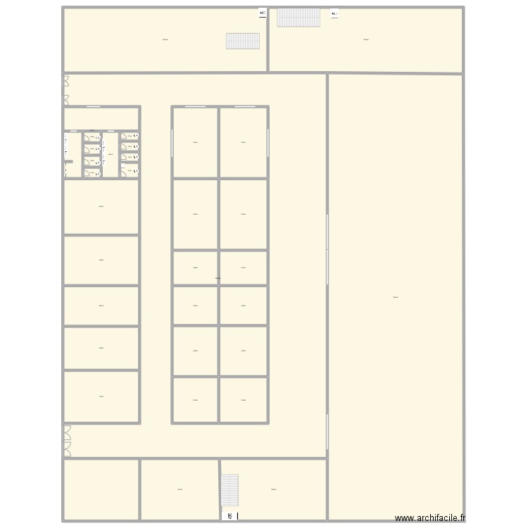 centre commercial. Plan de 33 pièces et 4620 m2