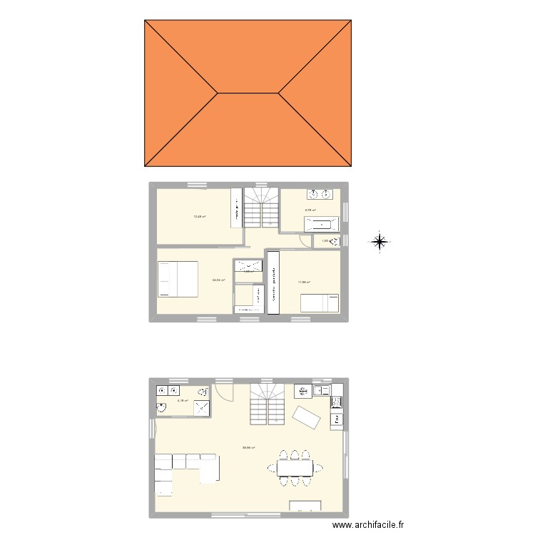 Maison projet . Plan de 8 pièces et 162 m2