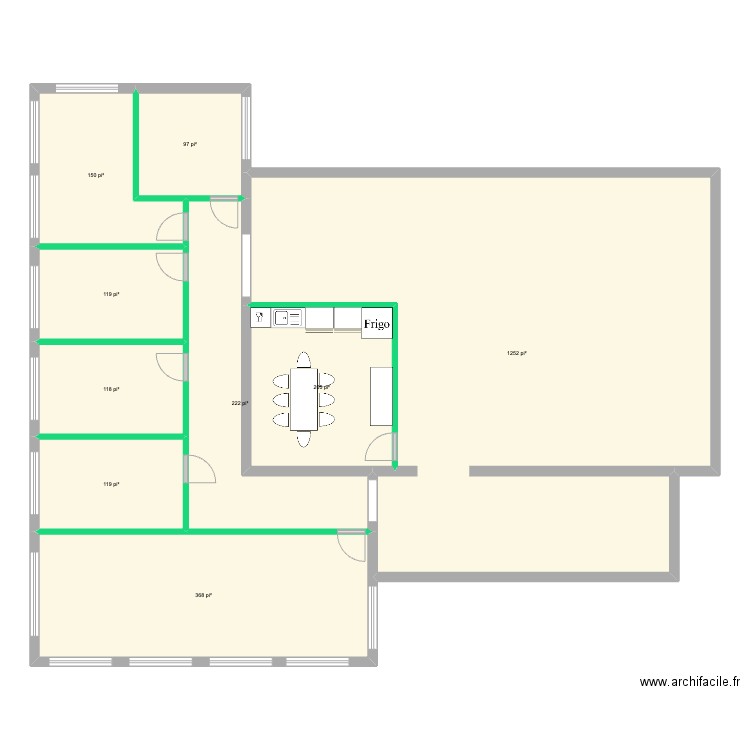 225 Seigneuriale agrandissement 21X52. Plan de 9 pièces et 246 m2