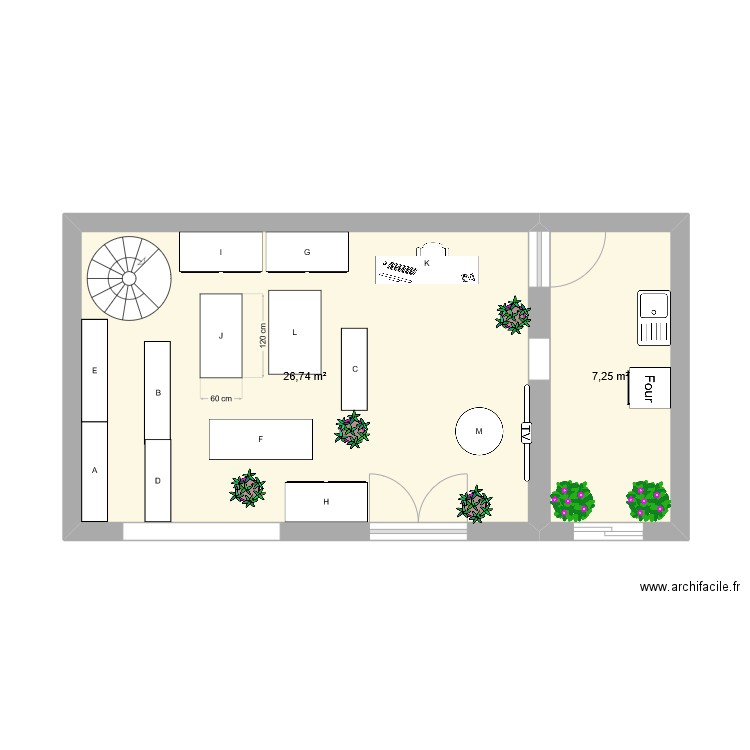 TD ADOC. Plan de 2 pièces et 34 m2