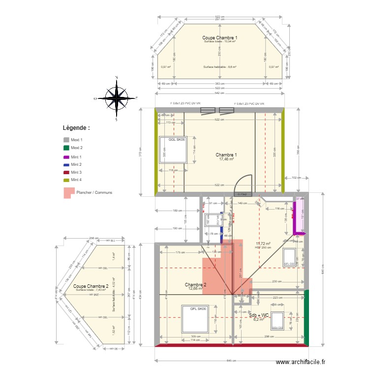 ML24007293. Plan de 14 pièces et 101 m2