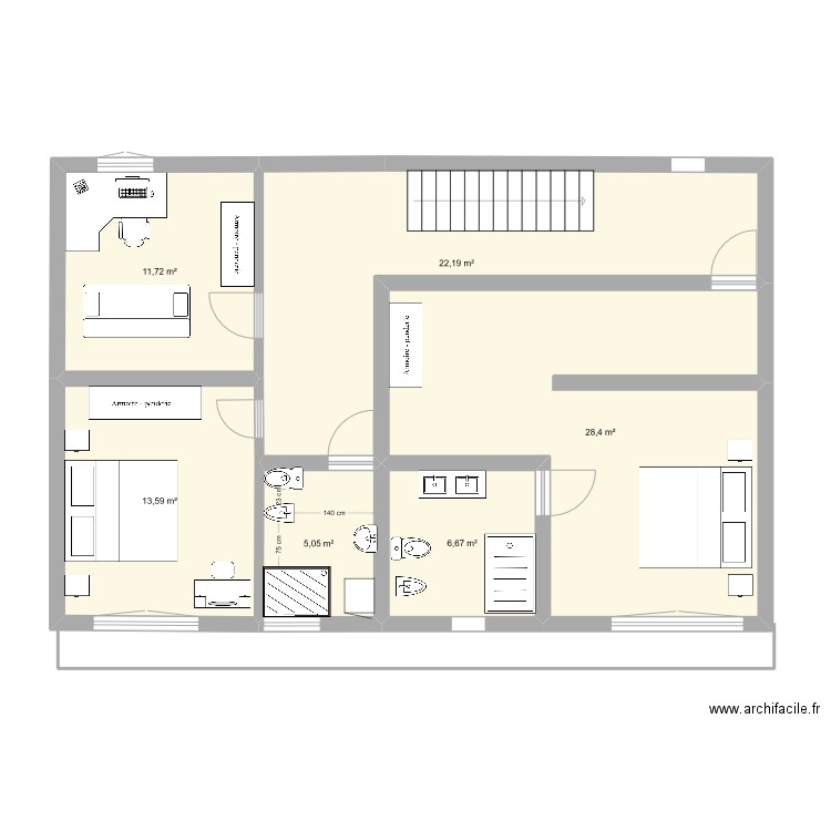 casa bagnature. Plan de 6 pièces et 88 m2