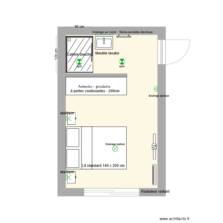 Plan famille Charles. Plan de 1 pièce et 15 m2