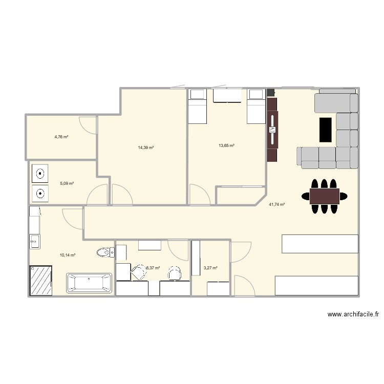 Condo 4 1/2+. Plan de 8 pièces et 99 m2