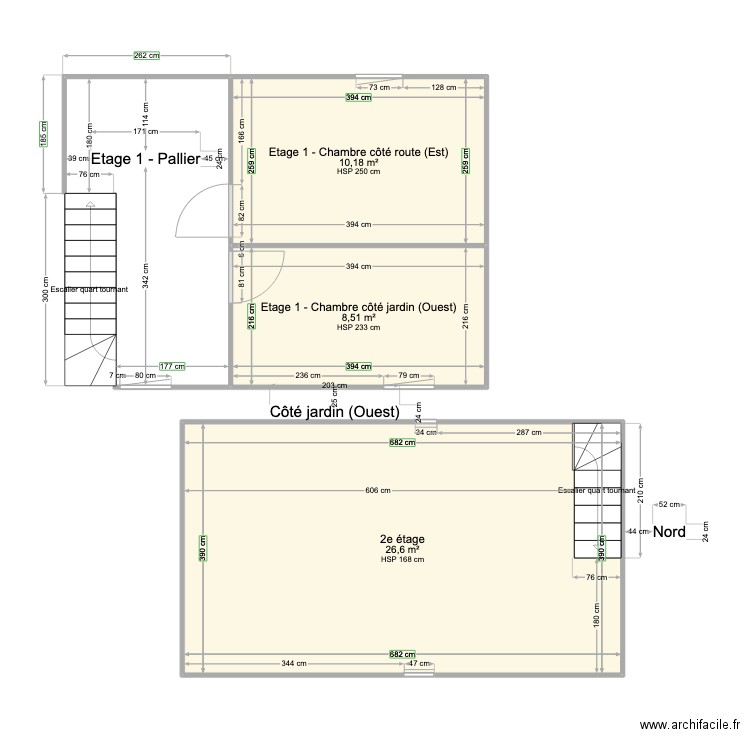 Ty Levenez. Plan de 3 pièces et 45 m2