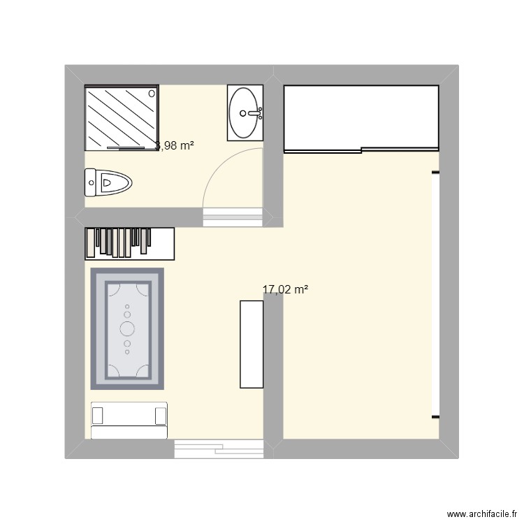 SALLE EJE - SAF. Plan de 2 pièces et 21 m2