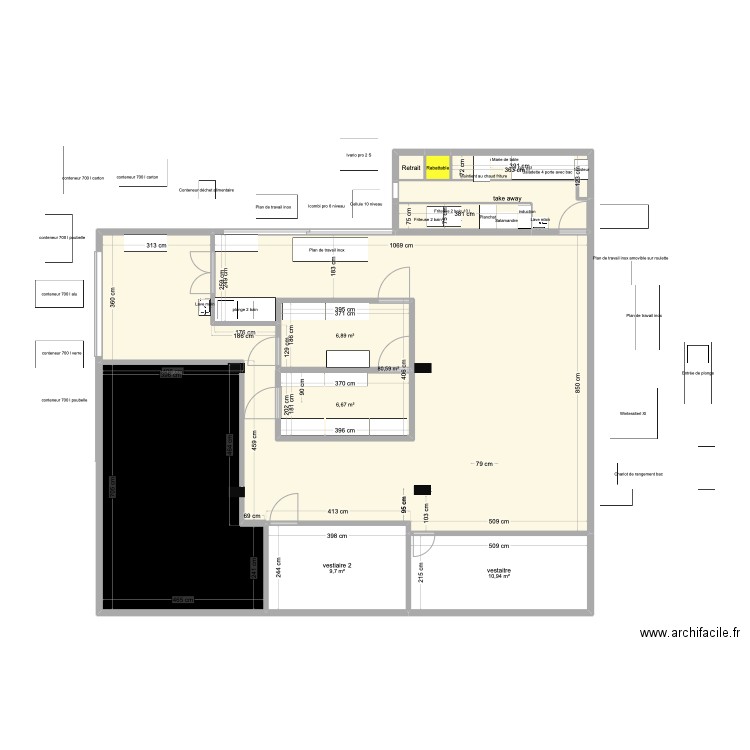 Plan basse Chico s 1 version petit  avec poteau. Plan de 11 pièces et 156 m2