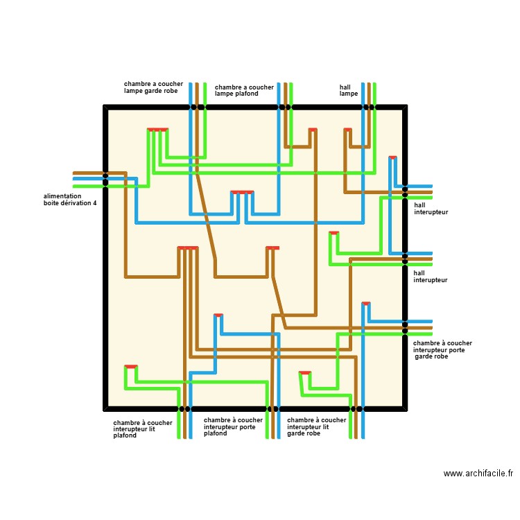 elec 1. Plan de 57 pièces et 42 m2