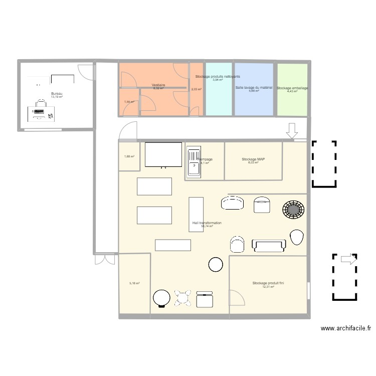 Ateleir. Plan de 0 pièce et 0 m2