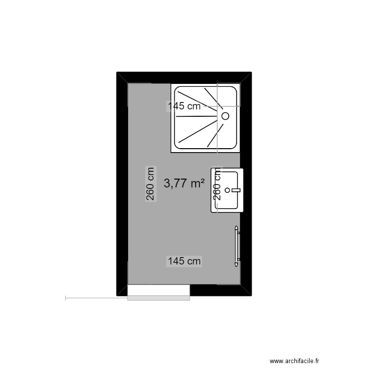 PROJET SDB CAMILLE. Plan de 1 pièce et 4 m2