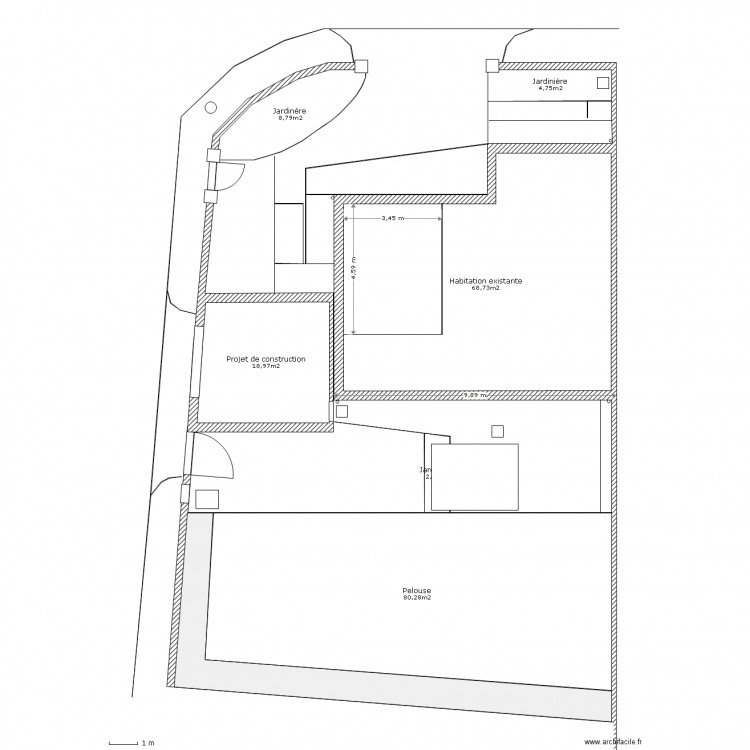 projet et niveau. Plan de 0 pièce et 0 m2