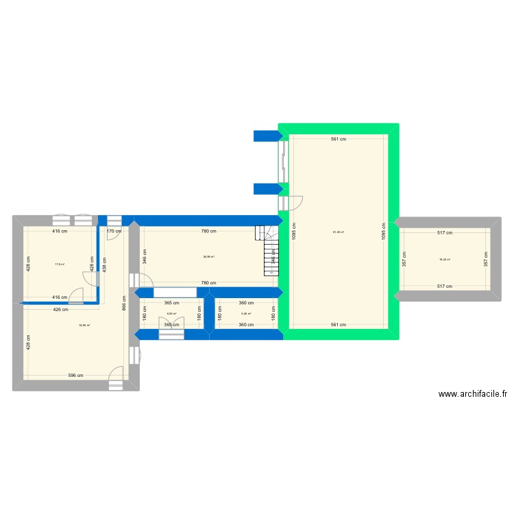 Projet. Plan de 7 pièces et 171 m2