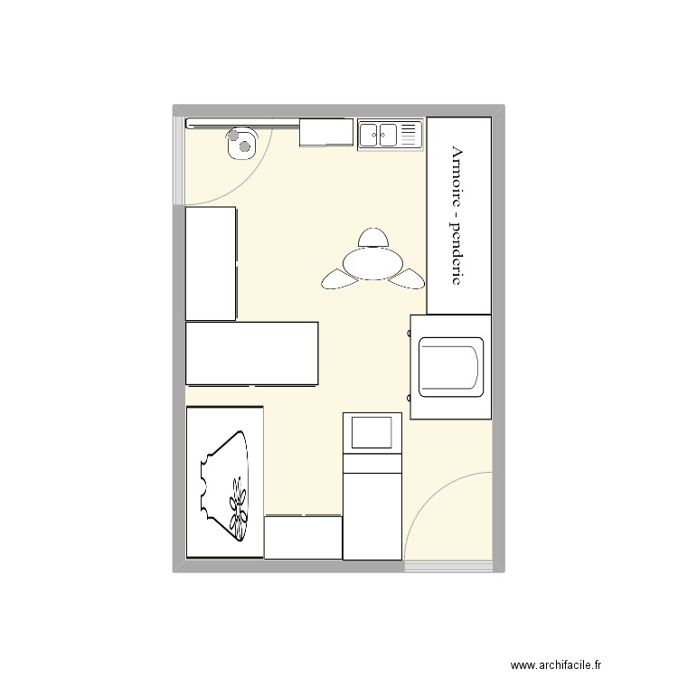 NOUNOU PIECE. Plan de 1 pièce et 11 m2