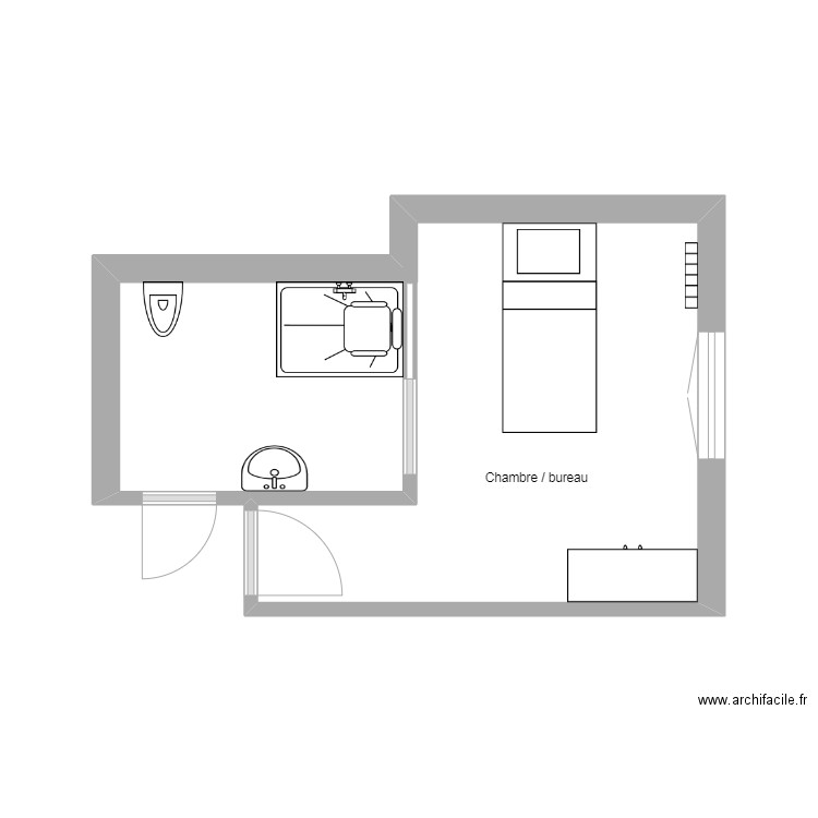 chambre RDC rénovée 1. Plan de 0 pièce et 0 m2