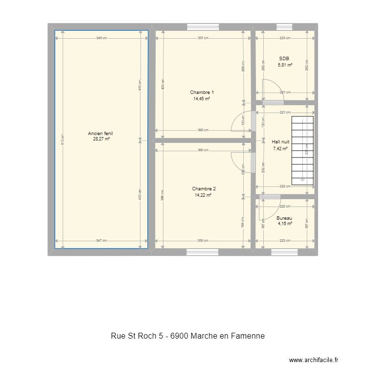 st roch 5 marche1er. Plan de 6 pièces et 74 m2