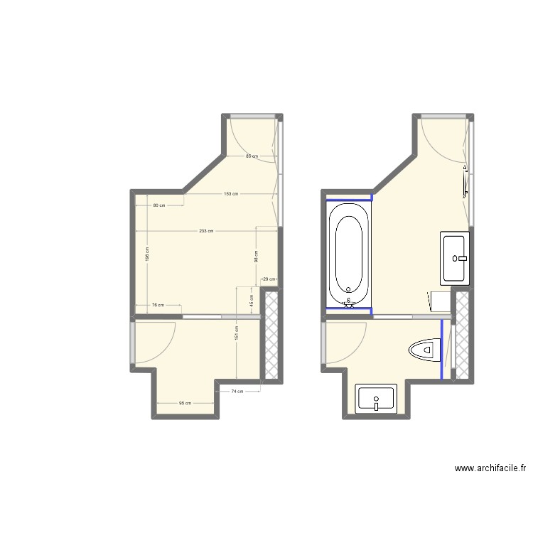 SDB Fabrice. Plan de 6 pièces et 17 m2