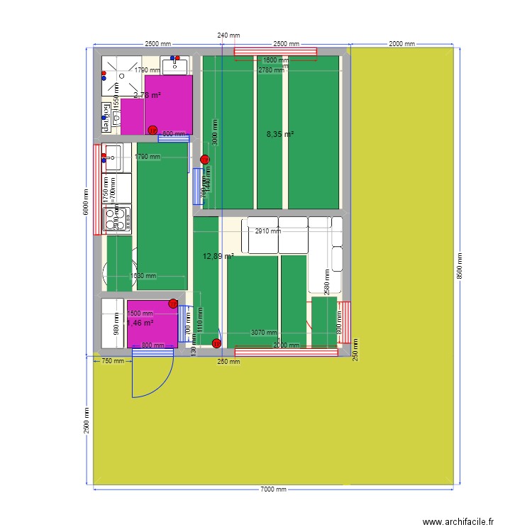 30 Углич гхвс ТП. Plan de 5 pièces et 52 m2