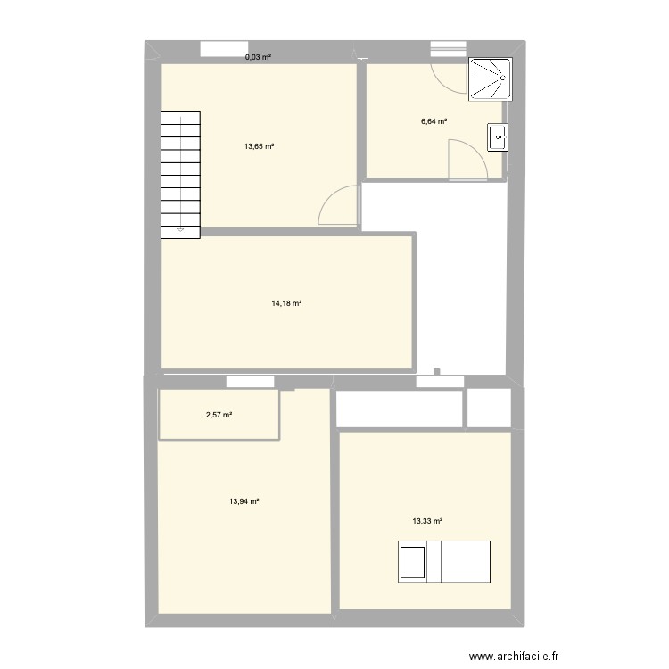 étage avec extension 3. Plan de 7 pièces et 67 m2