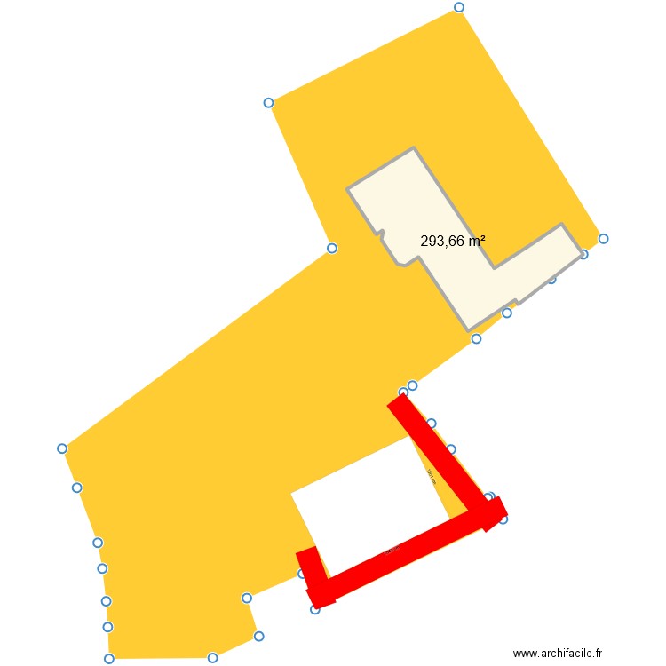 Taille batiment. Plan de 1 pièce et 294 m2