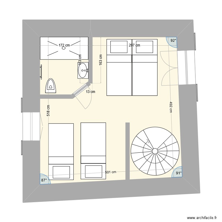 Bergerie ET0-1.2 fini. Plan de 3 pièces et 49 m2