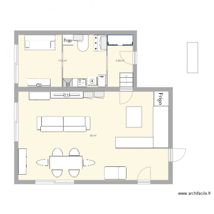 Amenagement cuisine salon. Plan de 0 pièce et 0 m2