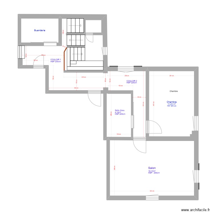 DOMPIERRE. Plan de 4 pièces et 34 m2