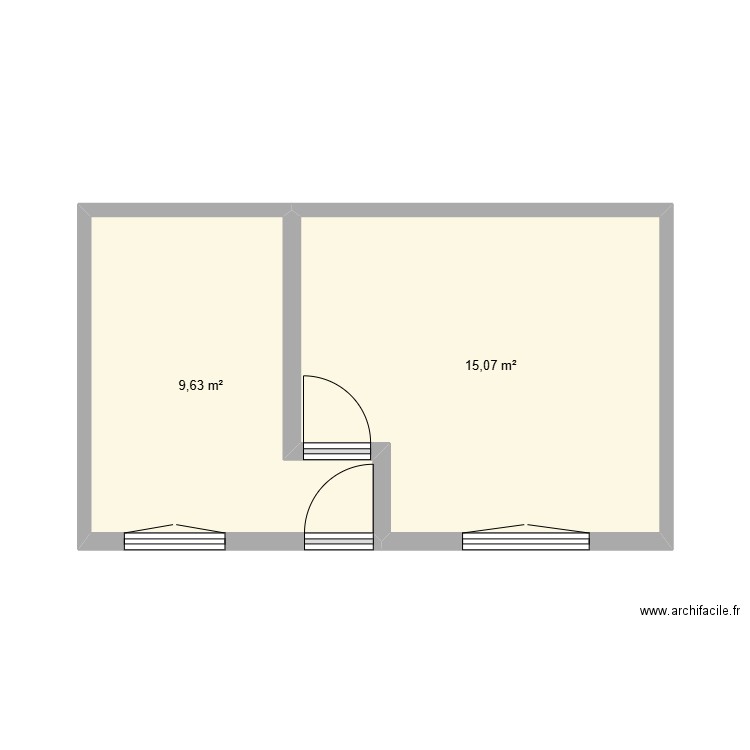 orignie. Plan de 2 pièces et 25 m2