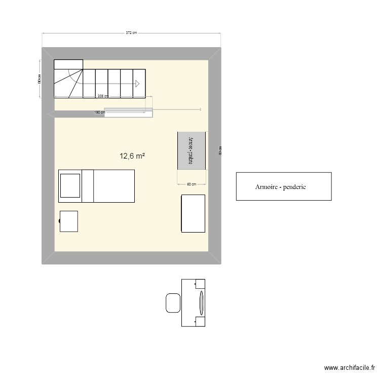 amenagement chambre 9M2. Plan de 1 pièce et 13 m2