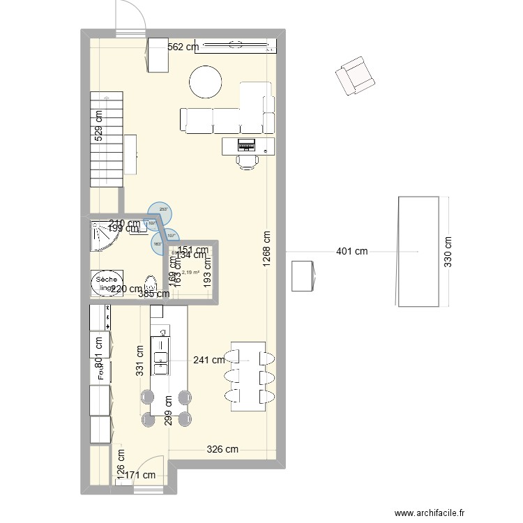 Maison RDC_V4. Plan de 2 pièces et 71 m2