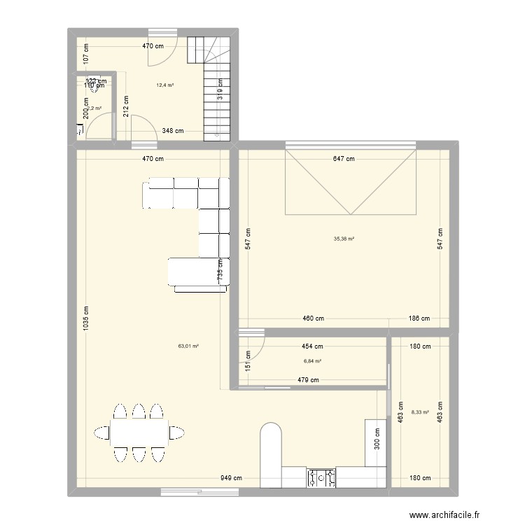 id maison. Plan de 6 pièces et 128 m2