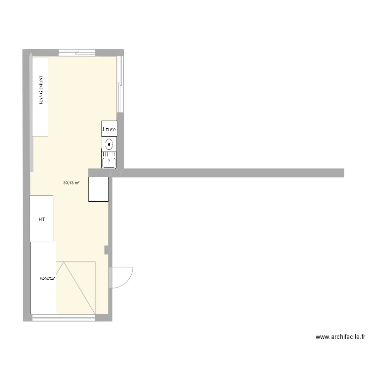 extension garage. Plan de 1 pièce et 30 m2