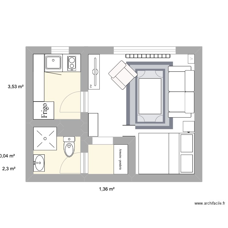 Appart BLR. Plan de 4 pièces et 7 m2