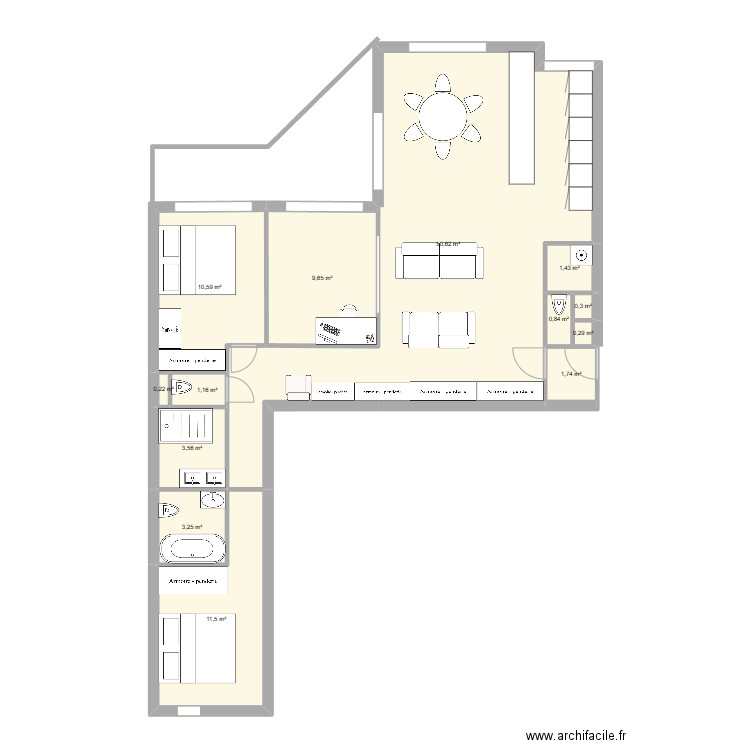 41 mitterand. Plan de 13 pièces et 95 m2