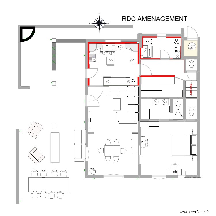 RdC AMENAGEMENT grande cuisine AIDA 2. Plan de 4 pièces et 54 m2