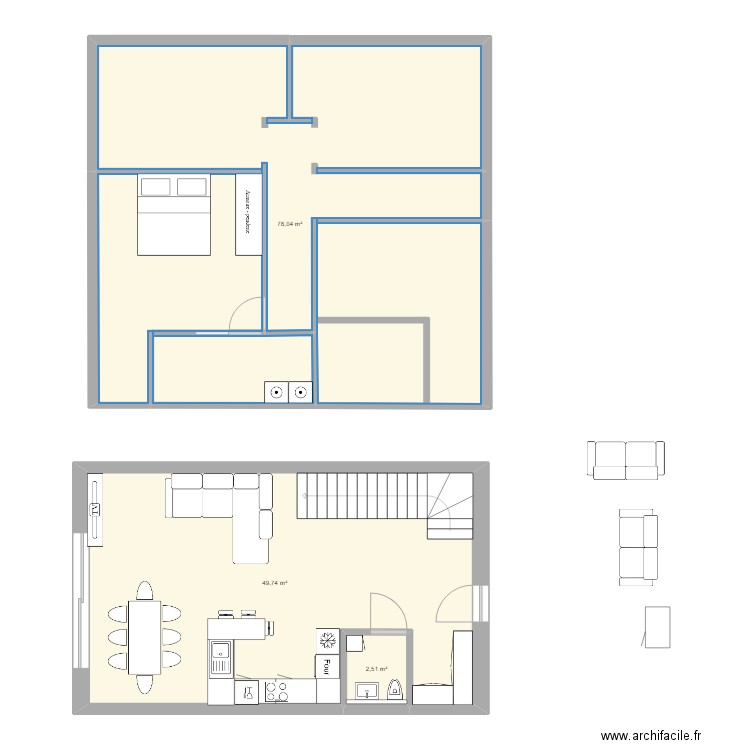 Lullier2. Plan de 3 pièces et 127 m2