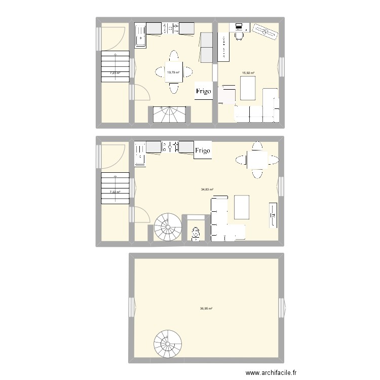 Mamie. Plan de 7 pièces et 123 m2