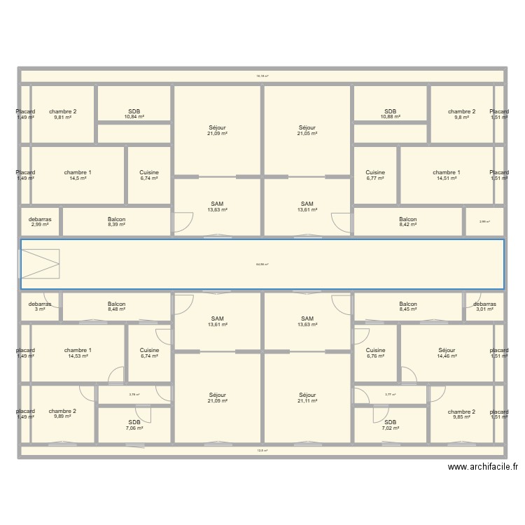 MPAKA 120 BB. Plan de 45 pièces et 458 m2