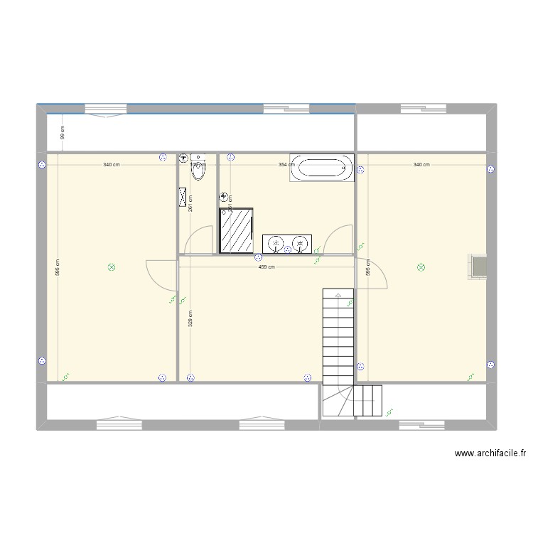 trugalle 2023 Etage Projet 3 avec electricite. Plan de 9 pièces et 90 m2