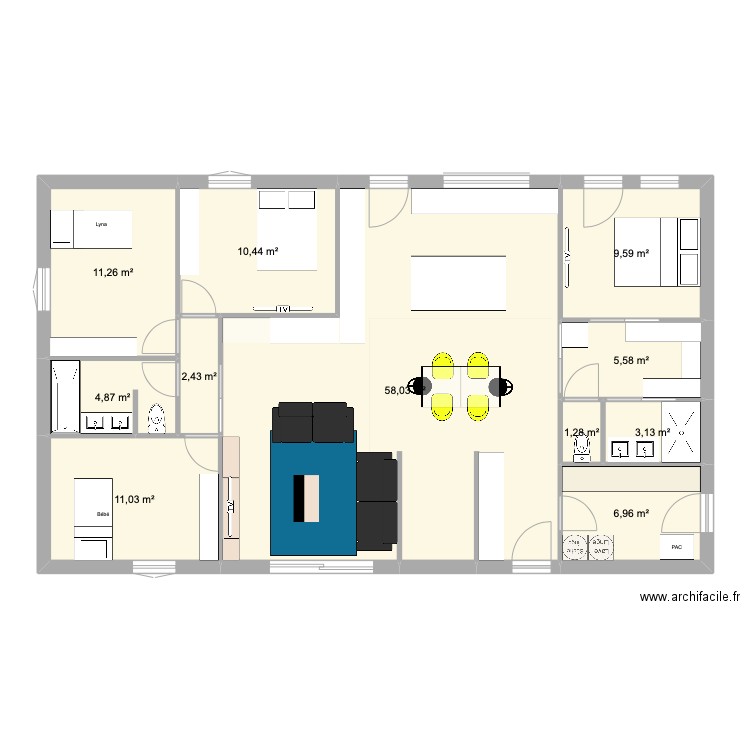 LA BOISSIERE - PLAN 5. Plan de 11 pièces et 125 m2