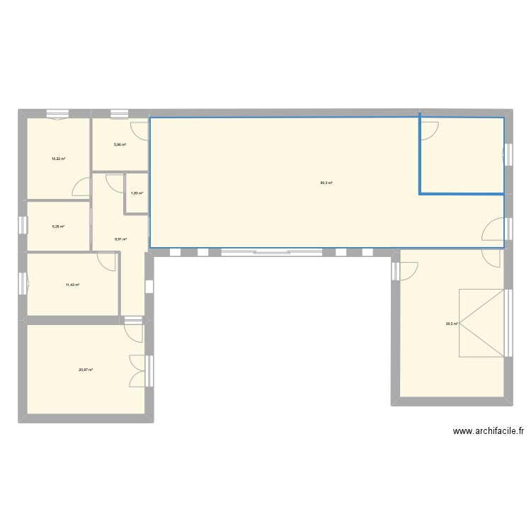 mermet. Plan de 9 pièces et 187 m2