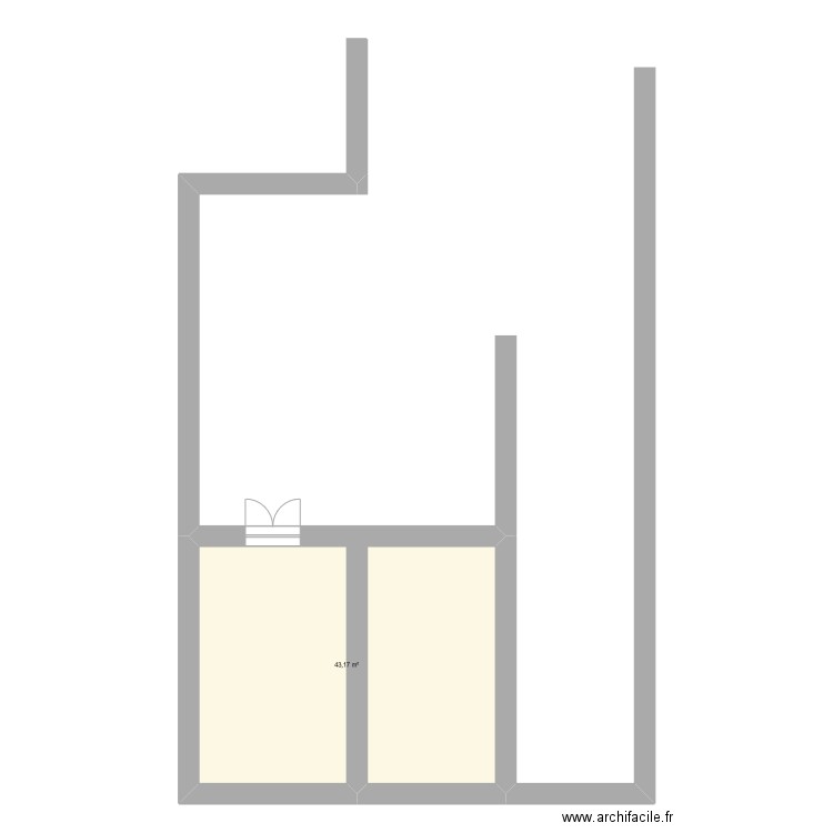 Plan 1. Plan de 1 pièce et 43 m2