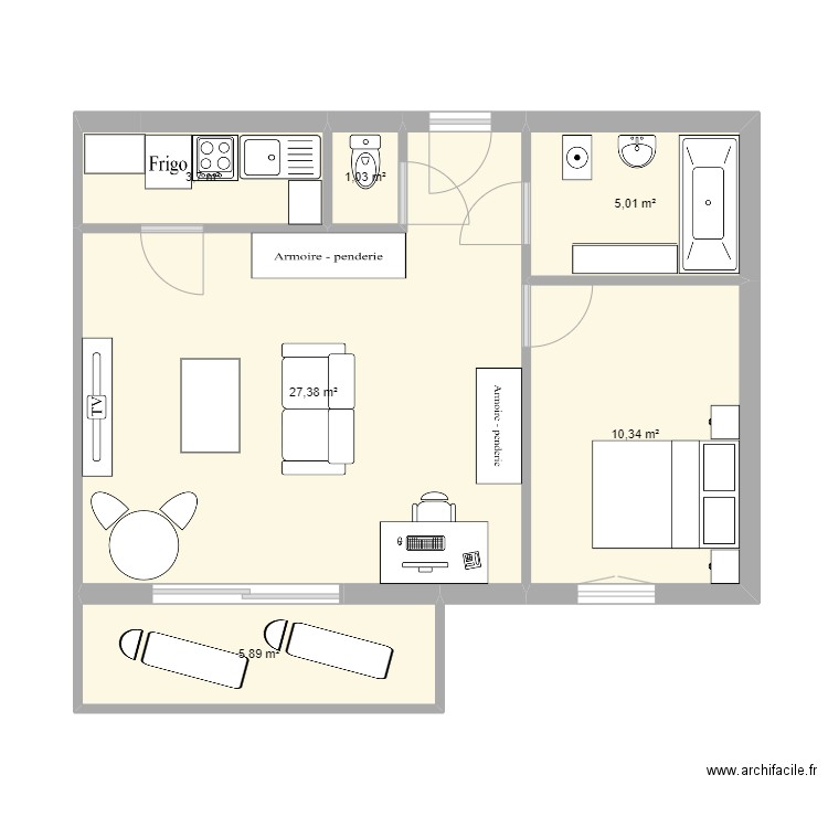 Idéal 47 m2. Plan de 6 pièces et 53 m2