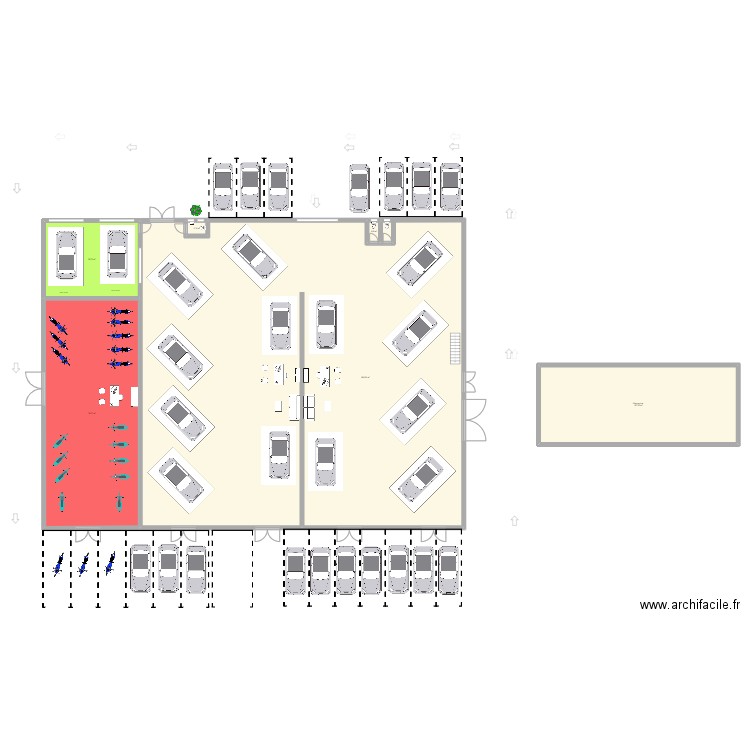 Centre Porsche Martinique . Plan de 11 pièces et 1890 m2