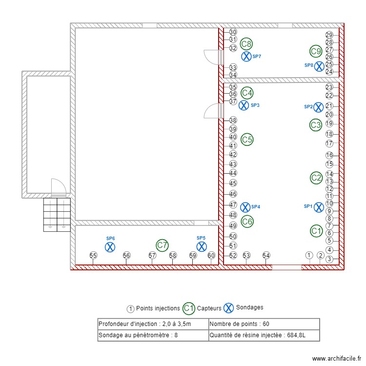 Demotier. Plan de 5 pièces et 110 m2