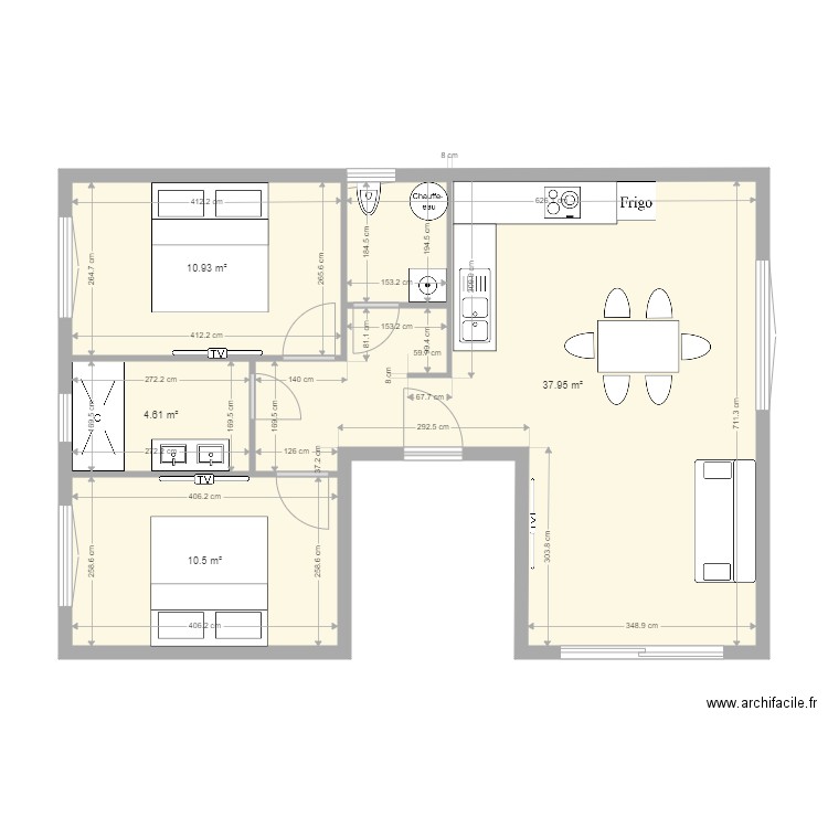 maison fraize. Plan de 4 pièces et 64 m2