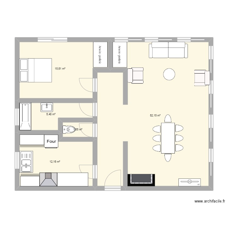 de la charrie. Plan de 5 pièces et 87 m2